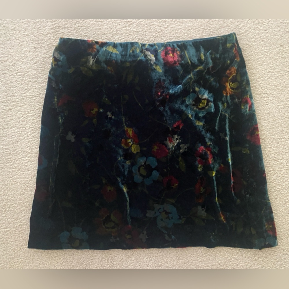 velvet floral skirt